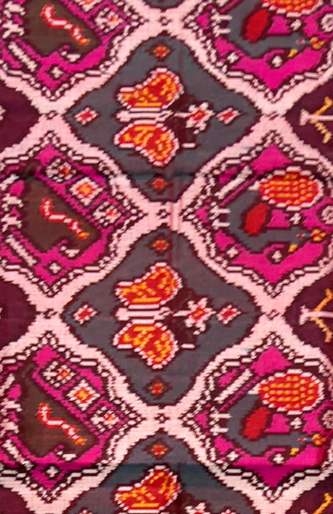 Crimson Elephant & Floral Patola Saree
