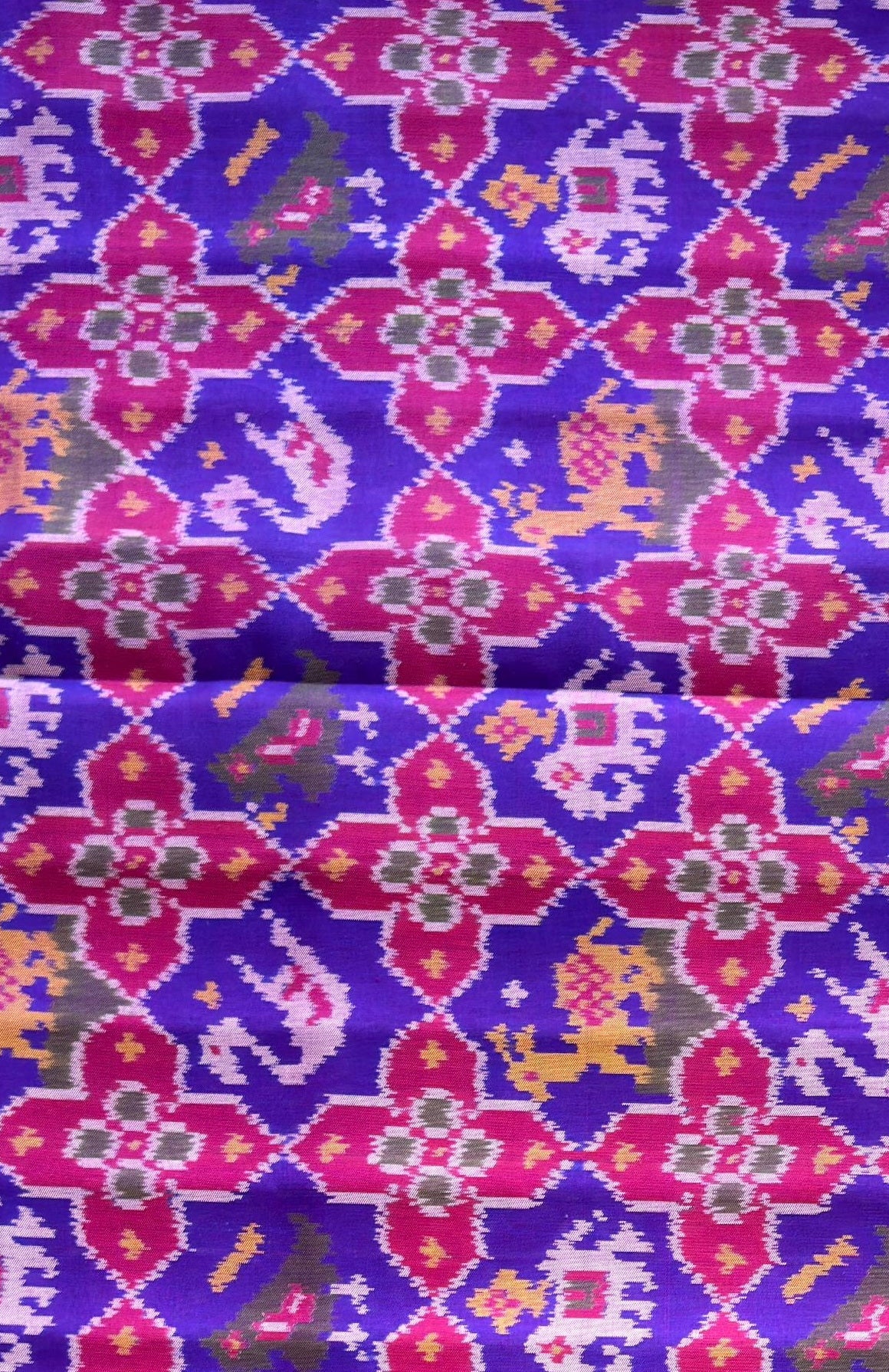 Royal Purple & Rani Pink Multifigure Patola Handwoven Saree