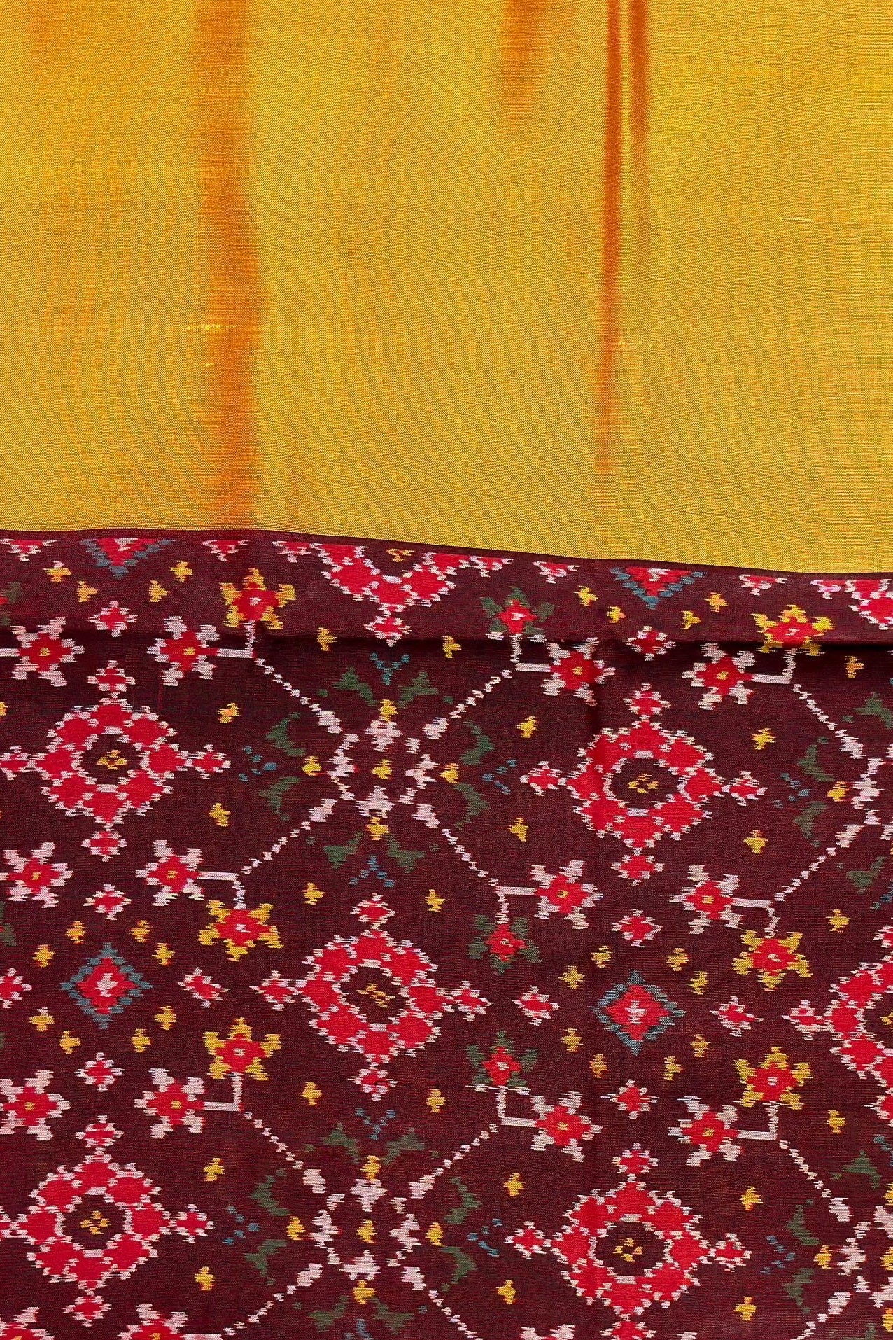 Maroon & Mustard Ratan Chokdi Patola Saree