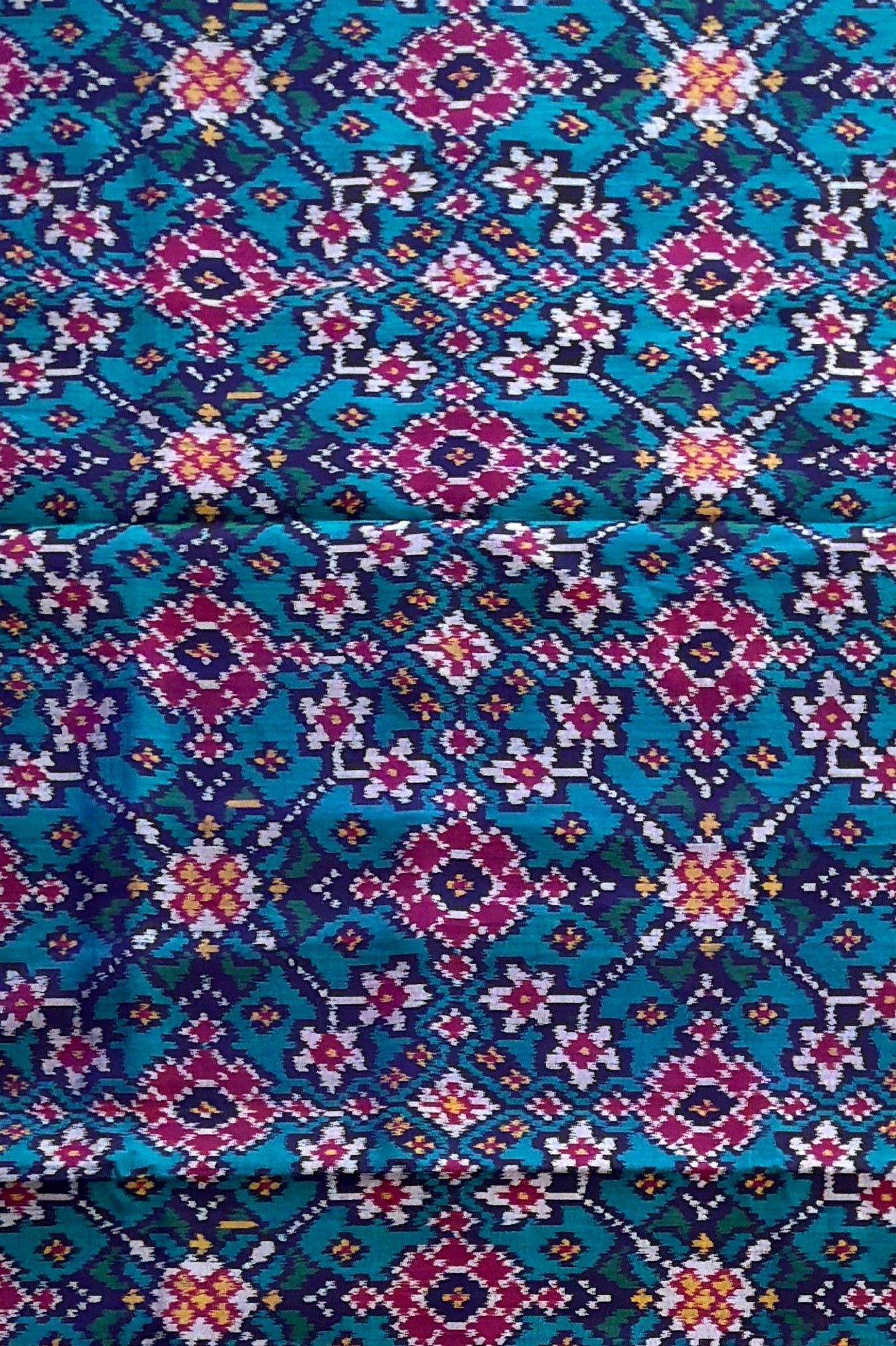 Blue‑Red Contrast Ratan Chokdi Patola Saree