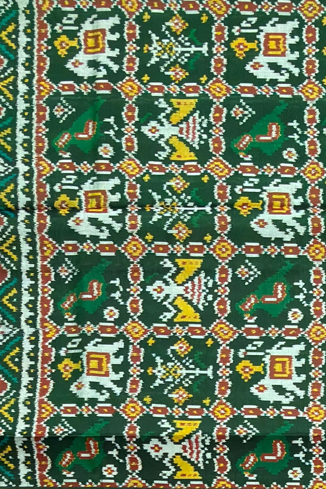 Green Chokdi Bhat Patola Saree