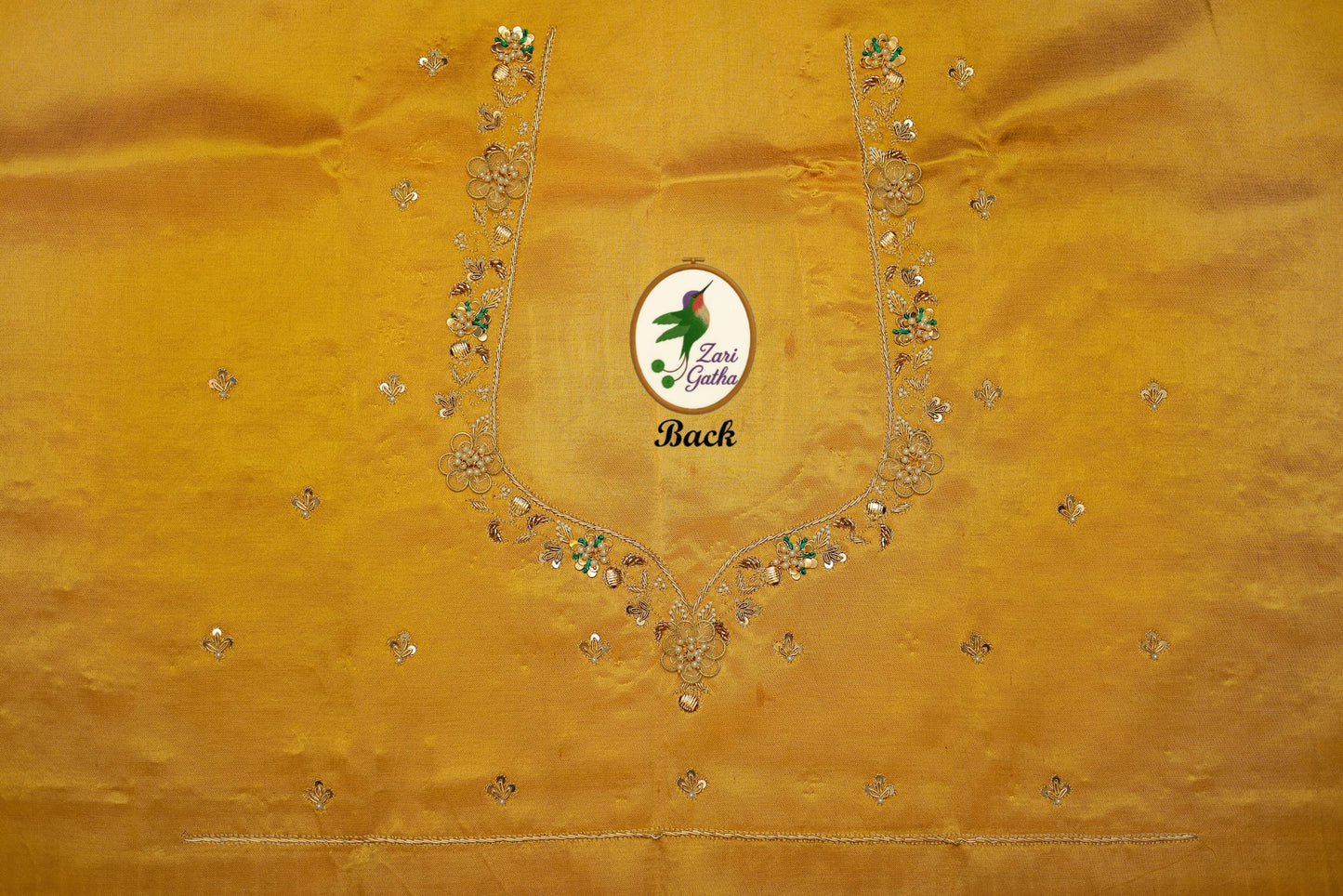 White Pearl Leaf Silk Unstitched Blouse with Sweetheart Neck