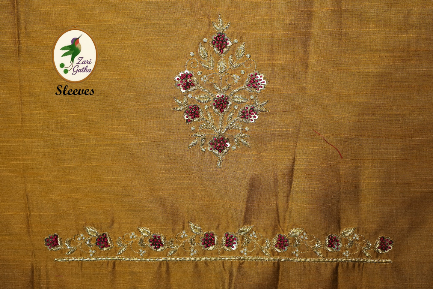 Exquisite Hand Embroidered Raw Silk Unstitched Blouse U-Neck