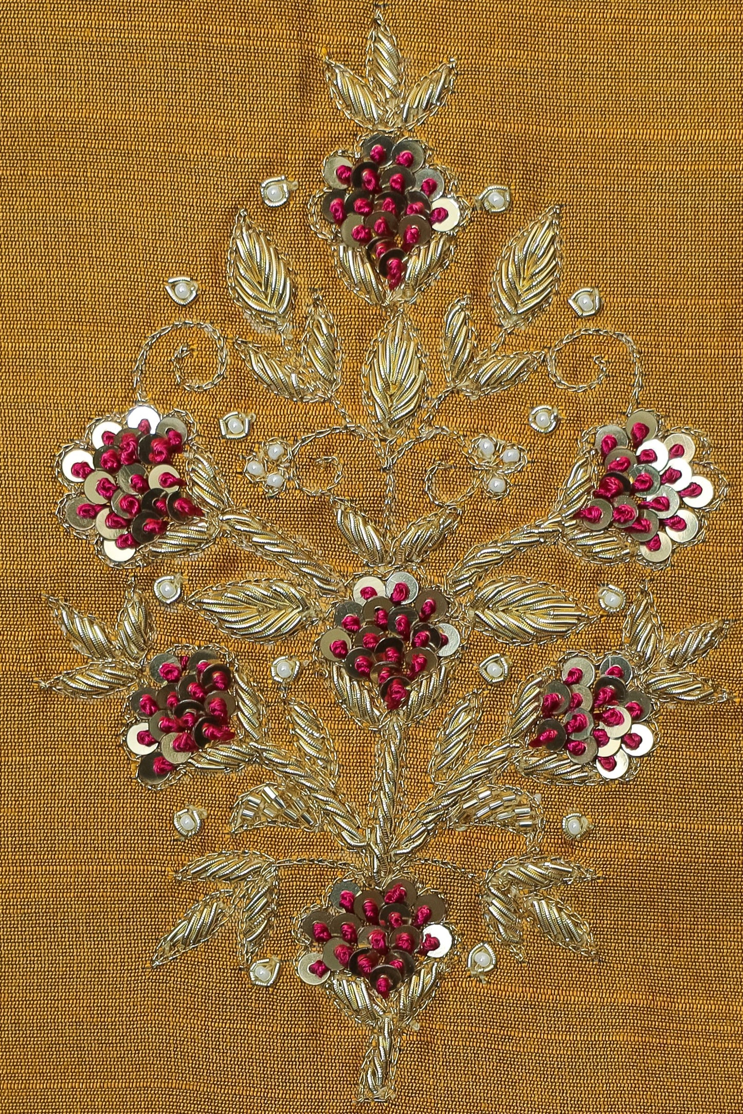 Exquisite Hand Embroidered Raw Silk Unstitched Blouse U-Neck