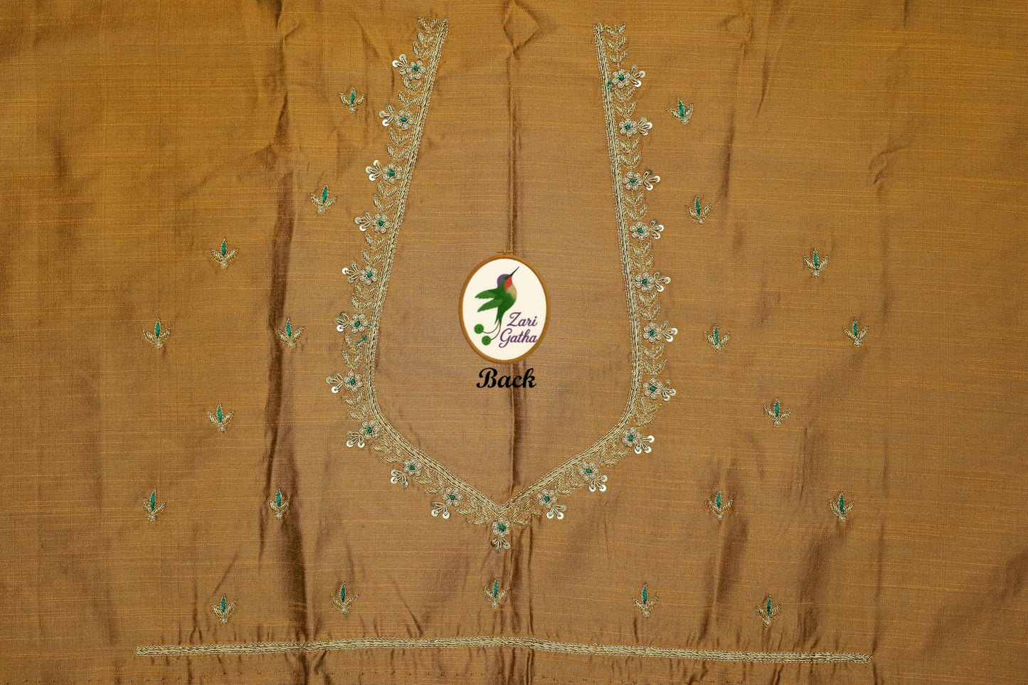 Aristocratic Silk Unstitched Blouse with Zari Thread Detailing with Sweetheat Neck