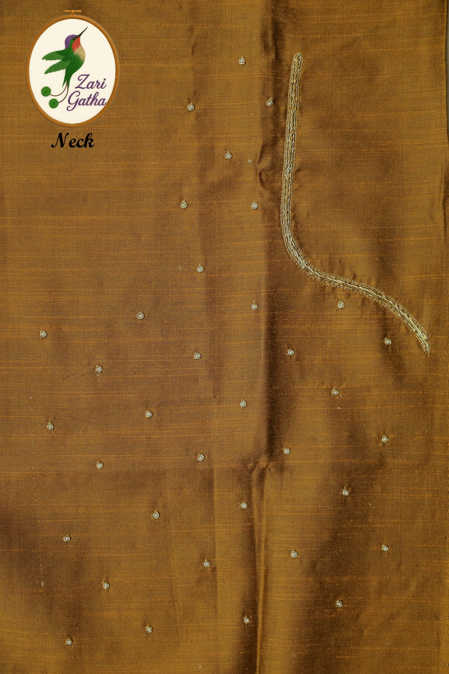 Aristocratic Silk Unstitched Blouse with Zari Thread Detailing with Sweetheat Neck