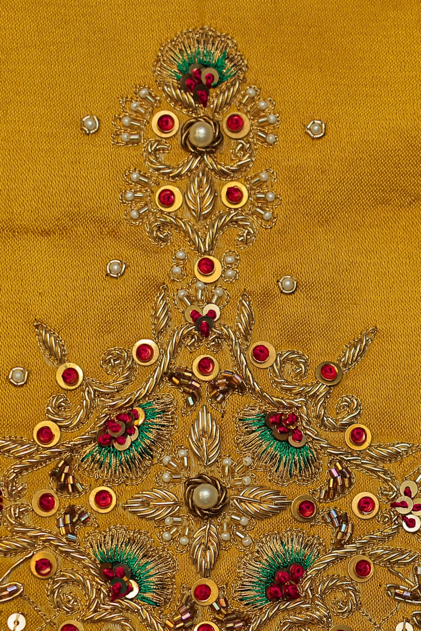 Festive Floral Embroidered Silk Unstitched Blouse with U Neck