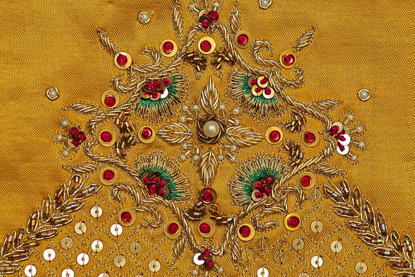 Festive Floral Embroidered Silk Unstitched Blouse with U Neck