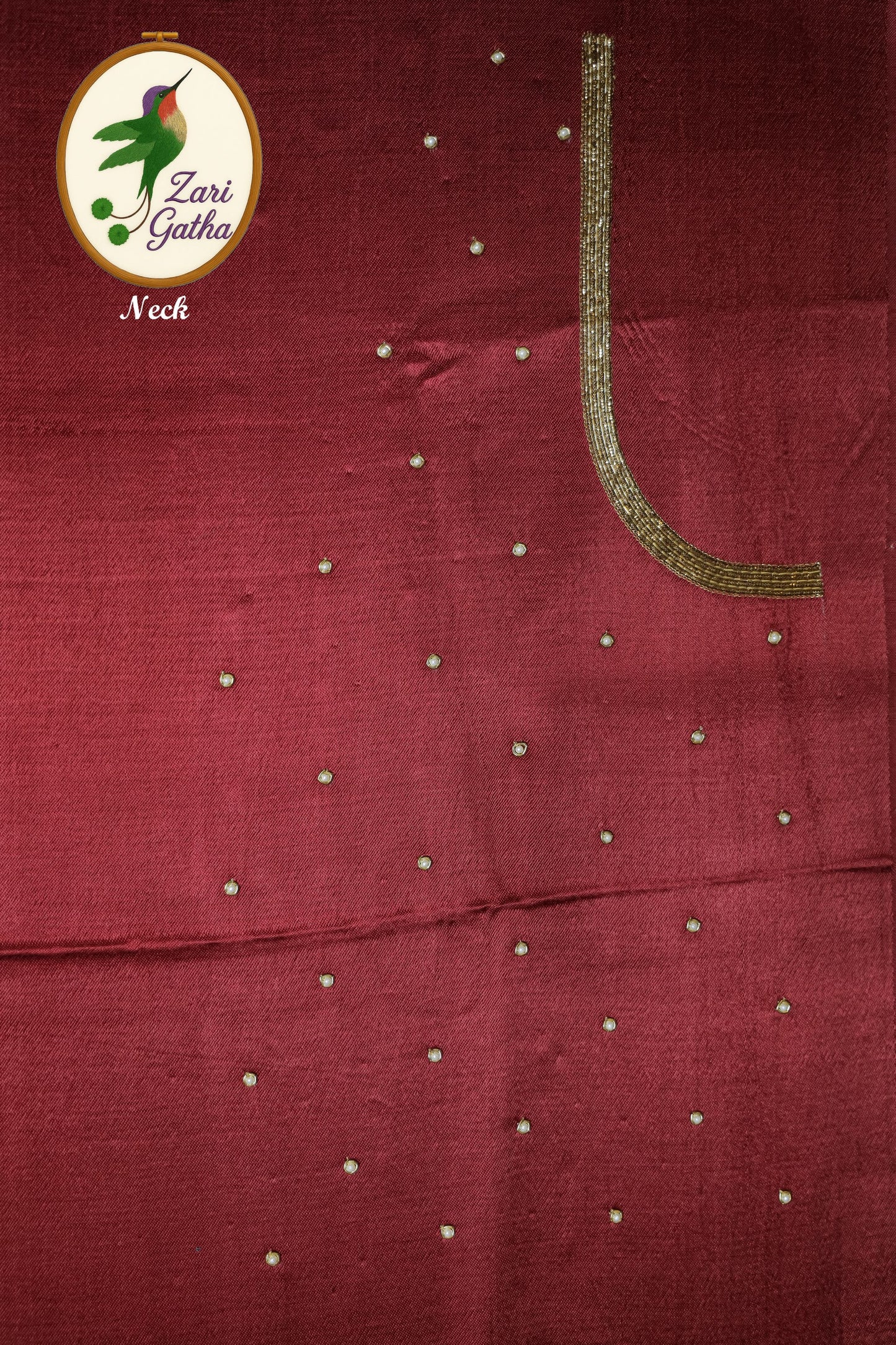 Premium Silk Unstitched Blouse with Traditional Embroidery U Neck