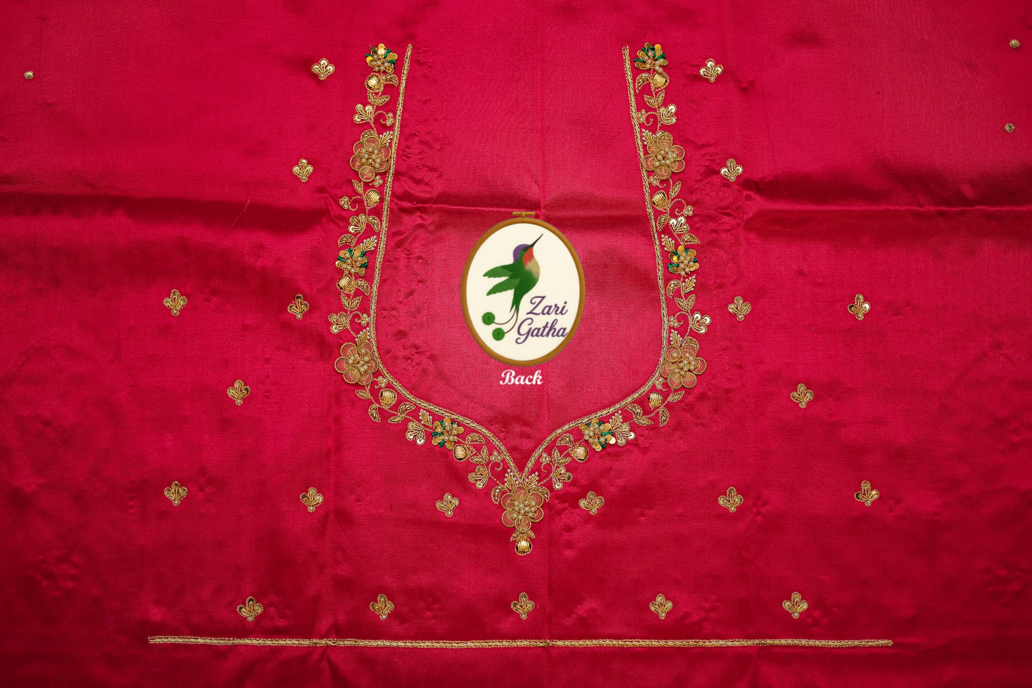 White Pearl Leaf Silk Unstitched Blouse with Sweetheart Neck