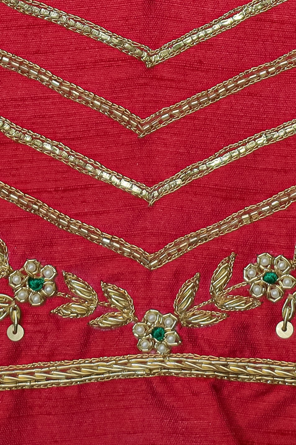 Aristocratic Silk Unstitched Blouse with Zari Thread Detailing with Sweetheat Neck