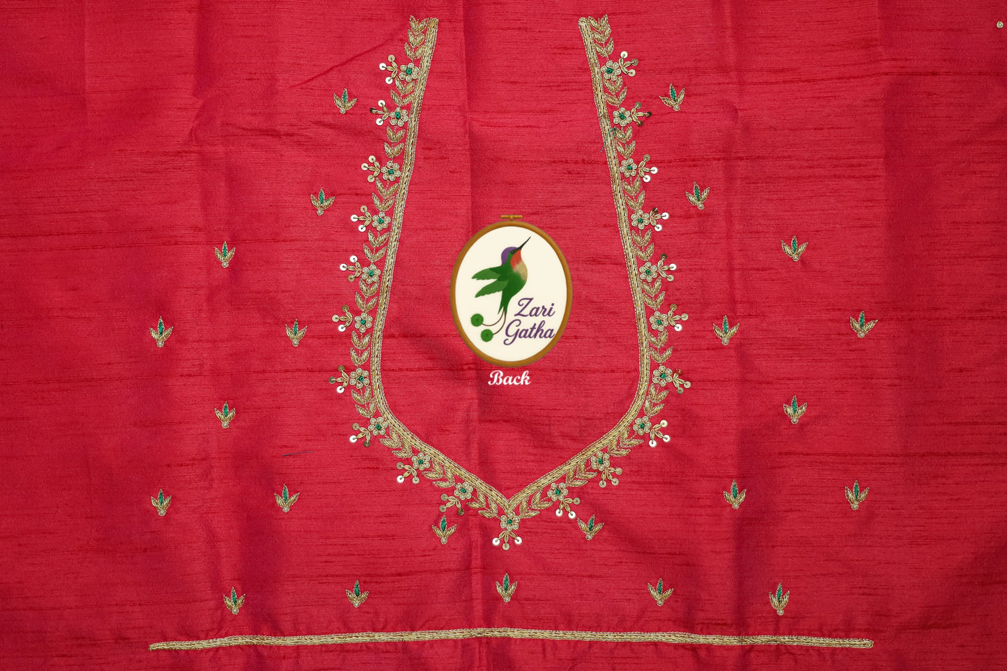 Aristocratic Silk Unstitched Blouse with Zari Thread Detailing with Sweetheat Neck