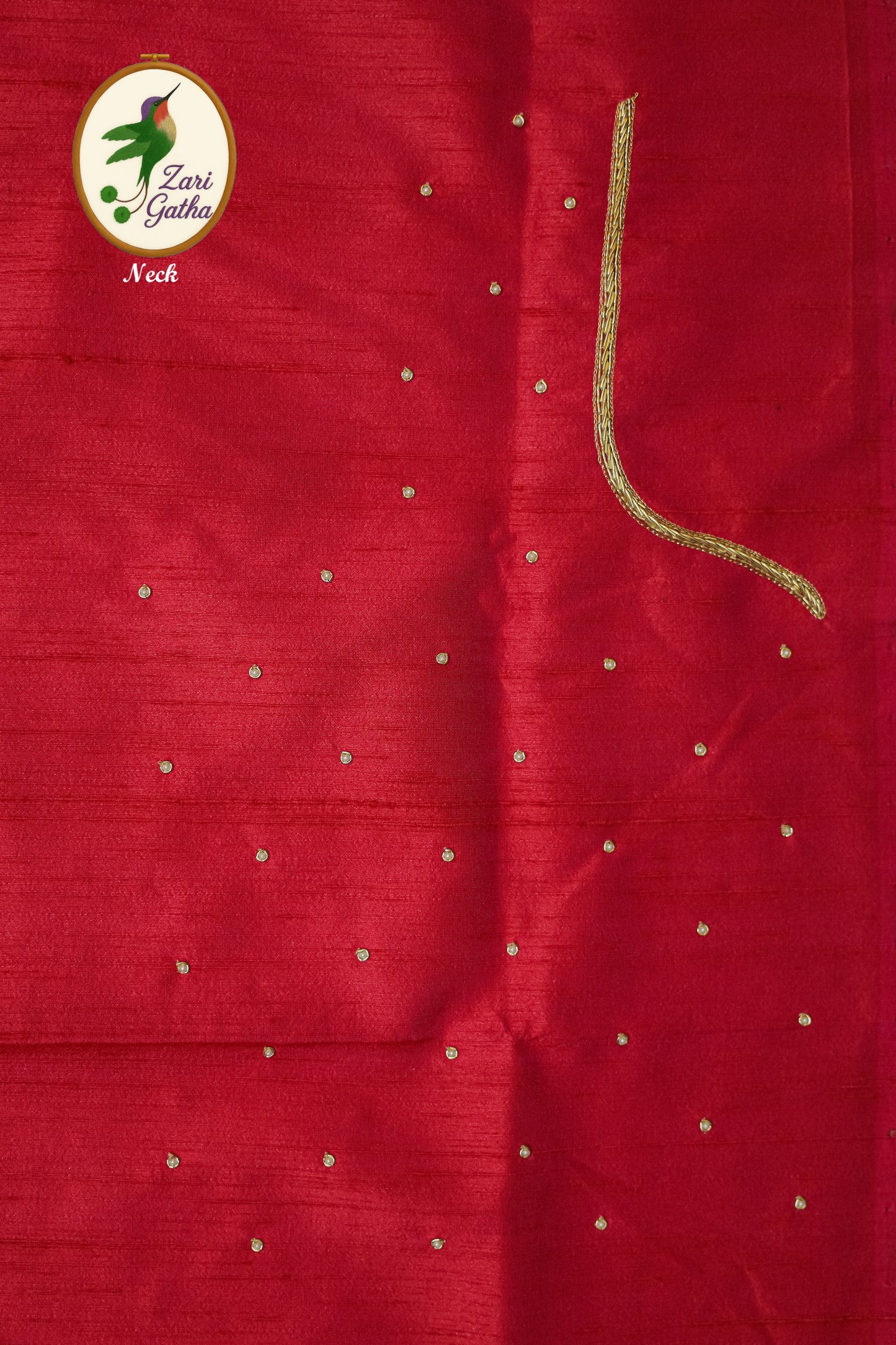 Aristocratic Silk Unstitched Blouse with Zari Thread Detailing with Sweetheat Neck