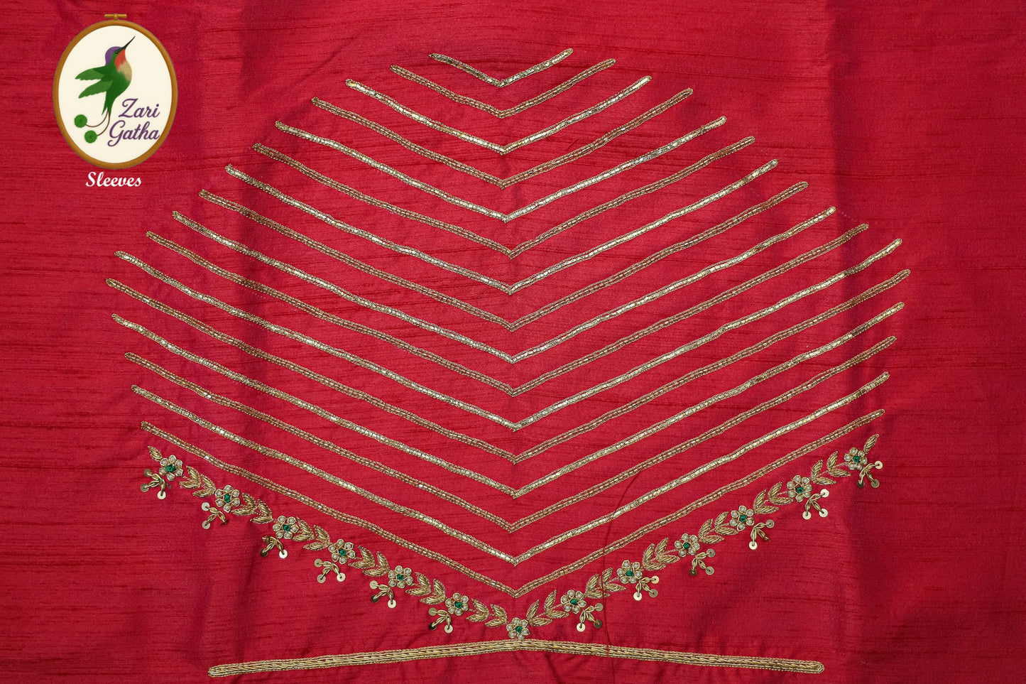 Aristocratic Silk Unstitched Blouse with Zari Thread Detailing with Sweetheat Neck