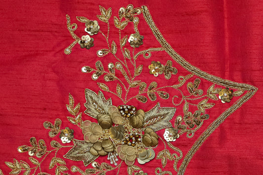 Majestic Silk Unstitched Blouse with Traditional Embroidery Accents