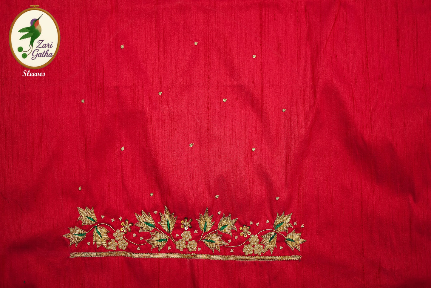 Royal Ruby Dusk Unstitched Blouse with Plain Neck