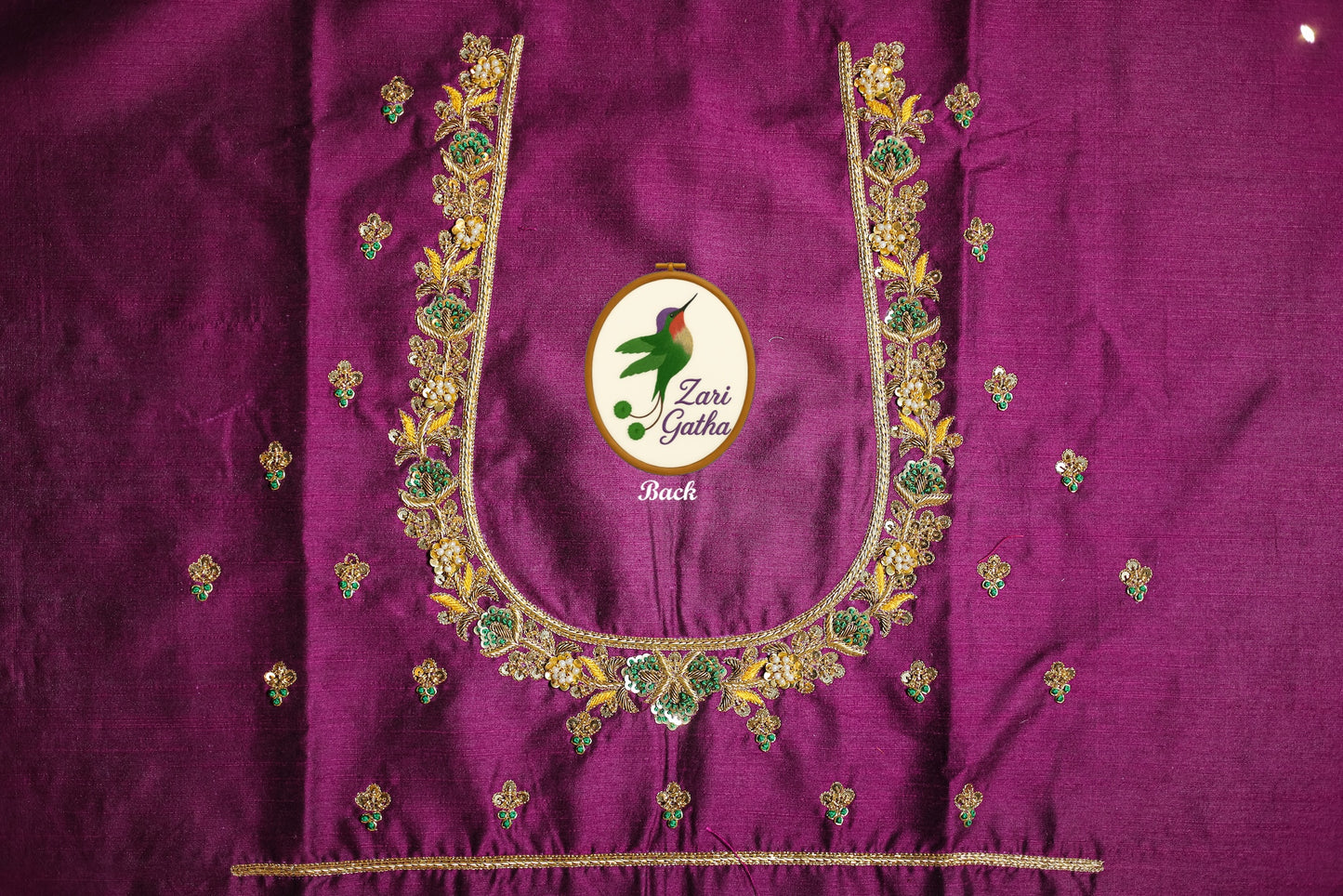 Intricate Zardozi & Aari Work Unstitched Blouse with U Neck