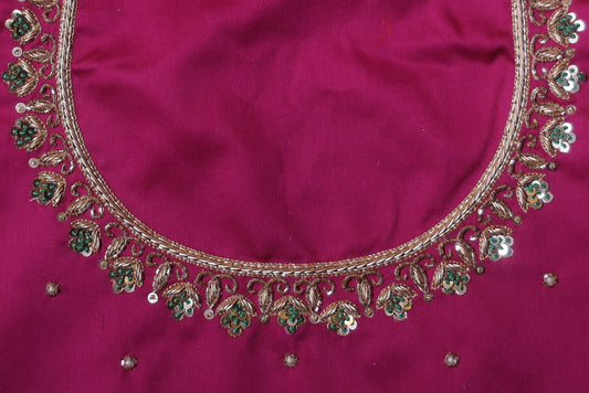Deep Pink Regal Charm Embroidered Silk Blouse