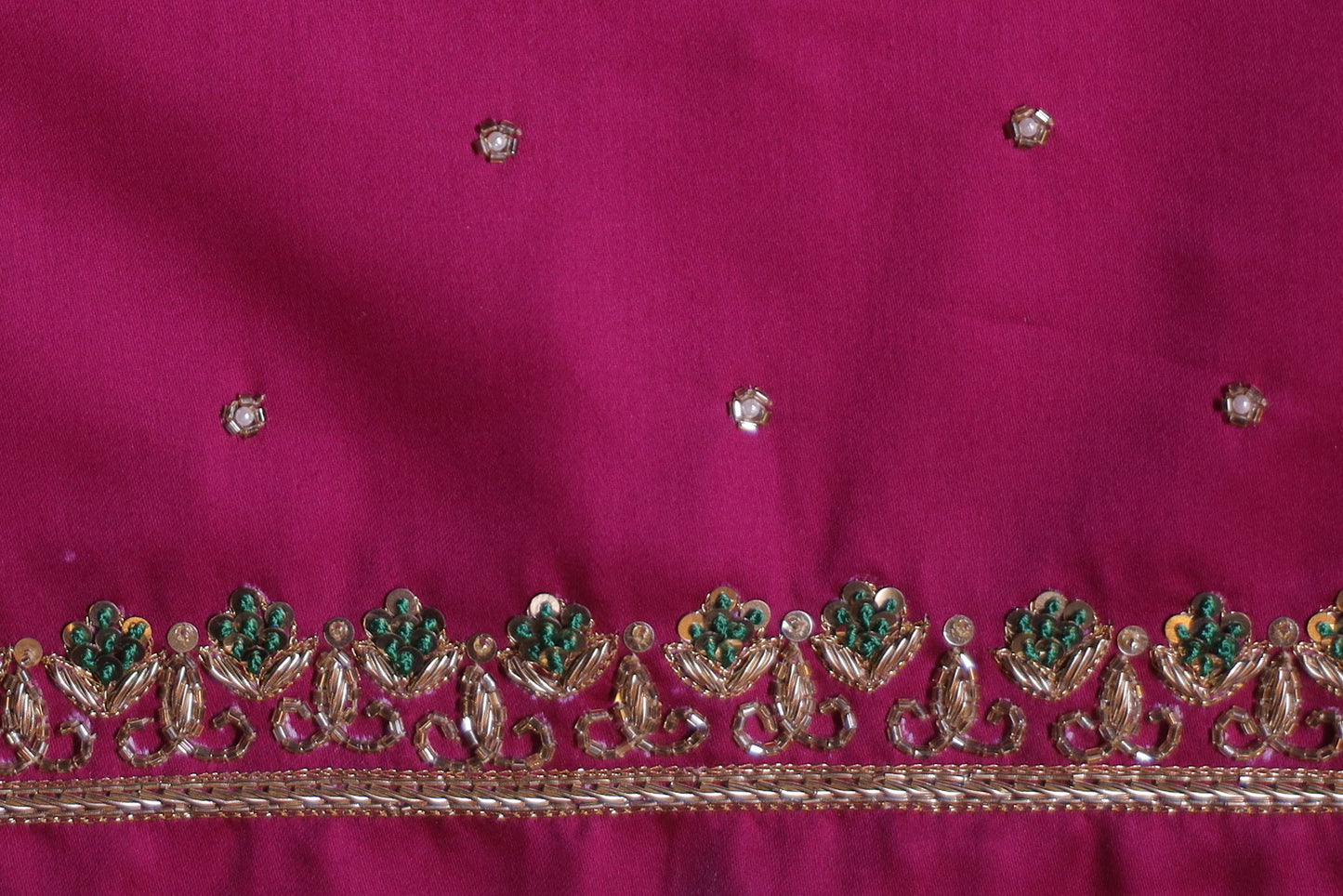Deep Pink Regal Charm Embroidered Silk Blouse