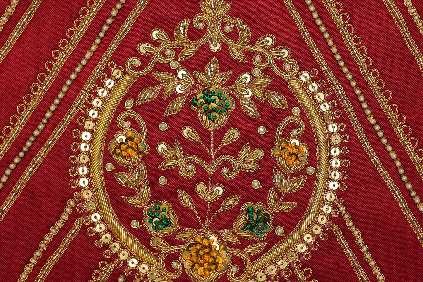 Aristocratic Silk Unstitched Blouse with Embellished Sleeves and U-Neck