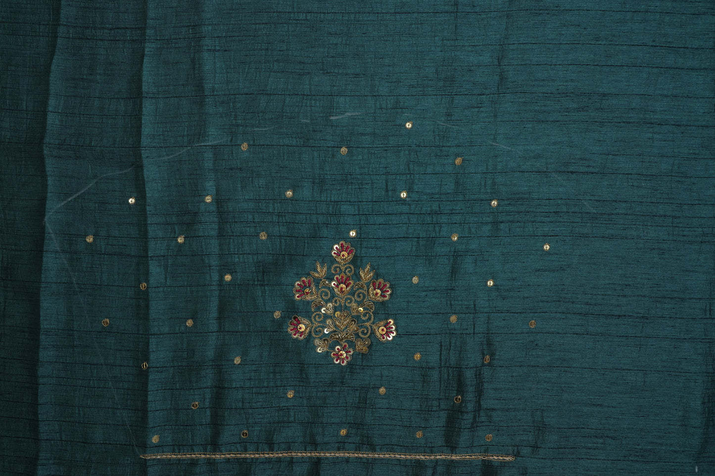 Royal Dark Teal Bloom Silk Blouse
