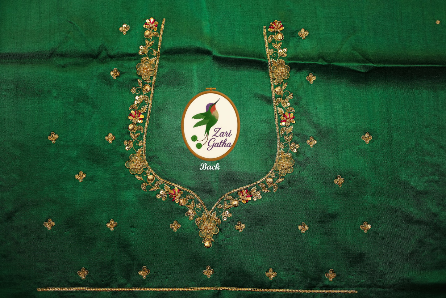 White Pearl Leaf Silk Unstitched Blouse with Sweetheart Neck
