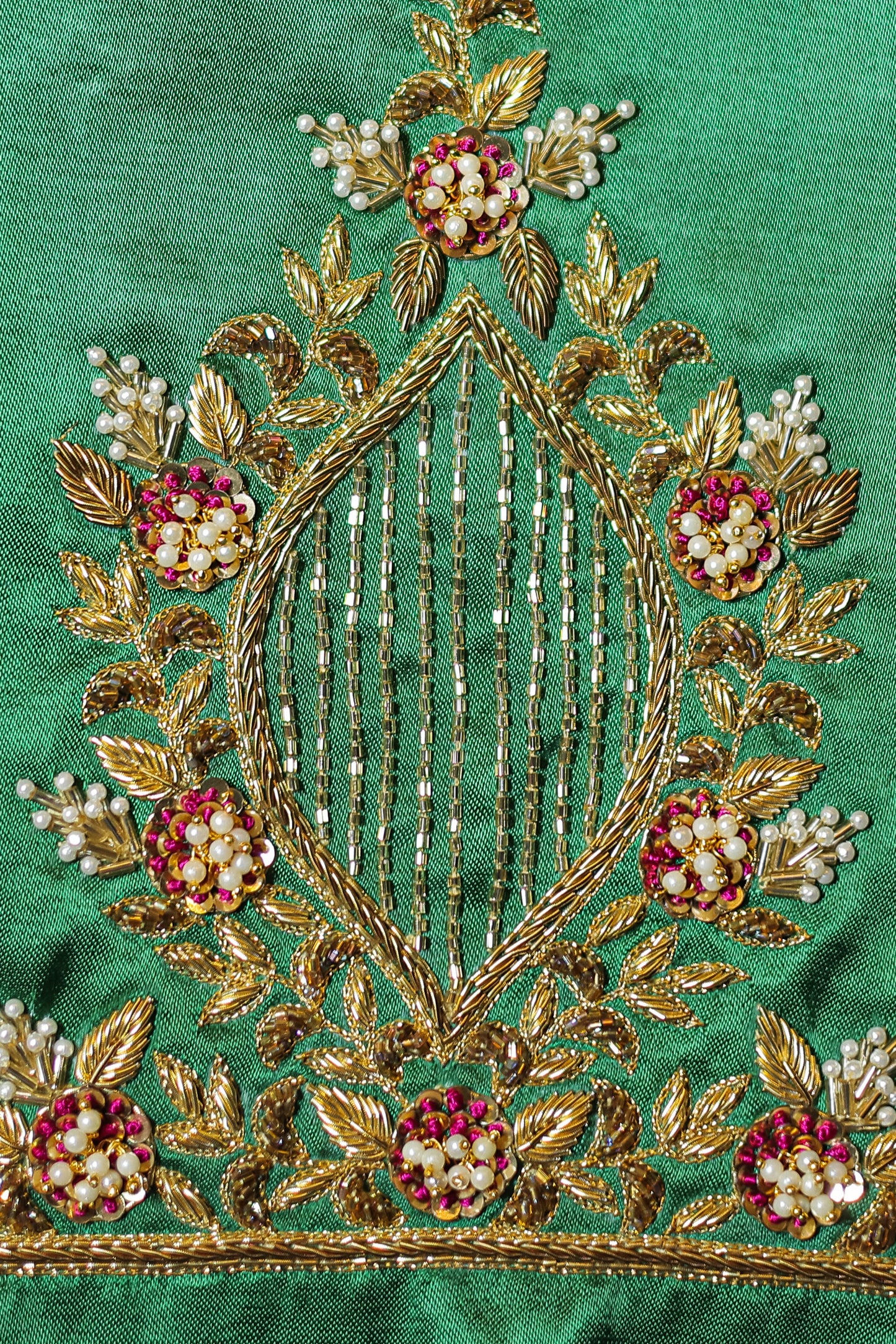 Golden Leaf Work Designer Unstitched Blouse with U-Neck