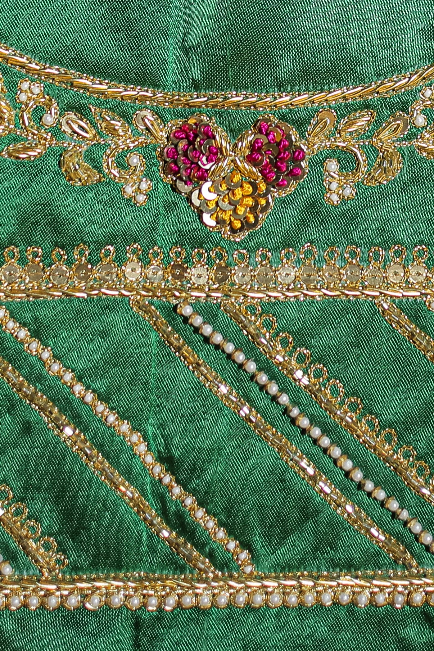 Aristocratic Silk Unstitched Blouse with Embellished Sleeves and U-Neck