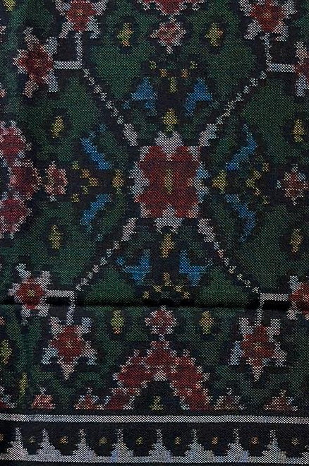 Emerald Green Patola Shawl with Floral Diamonds Design