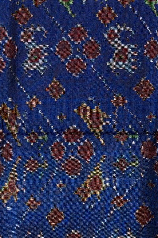 Indigo Patola Shawl with Ikat Motif Design