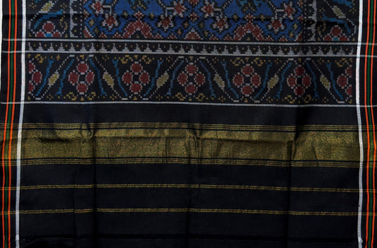 Patola Shawl in Blue and Maroon Harmony