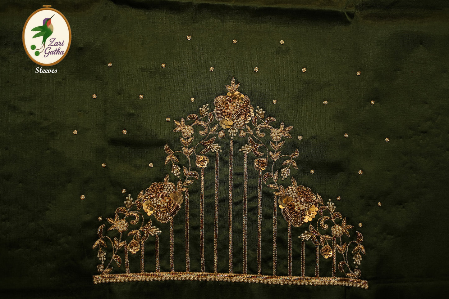 Royal Silk Unstitched Blouse with Front Pleats and Embroidery with U-Neck