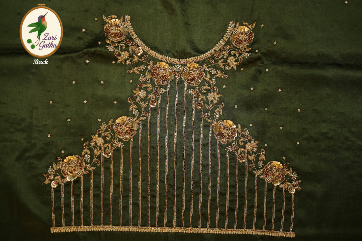 Royal Silk Unstitched Blouse with Front Pleats and Embroidery with U-Neck