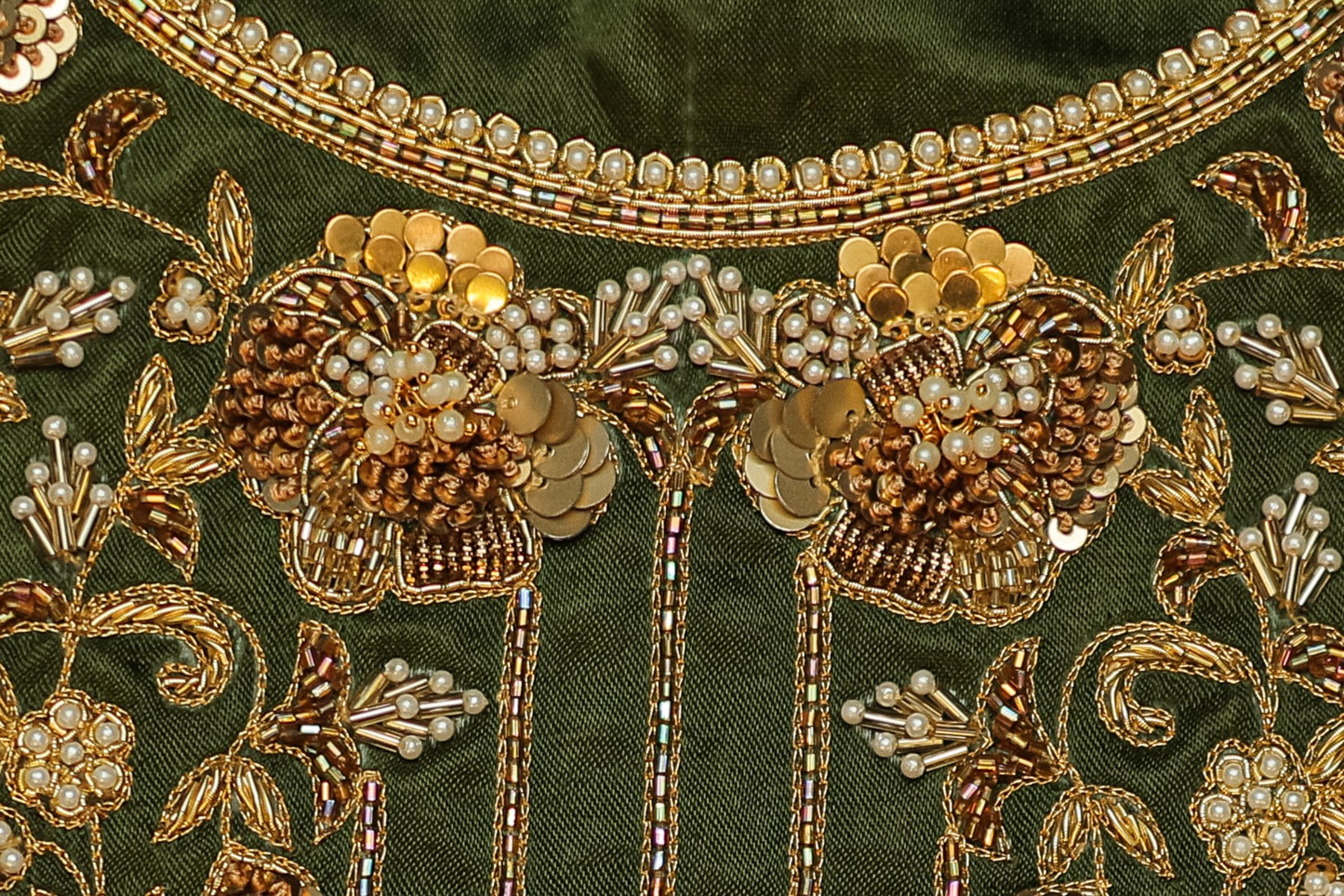 Royal Silk Unstitched Blouse with Front Pleats and Embroidery with U-Neck