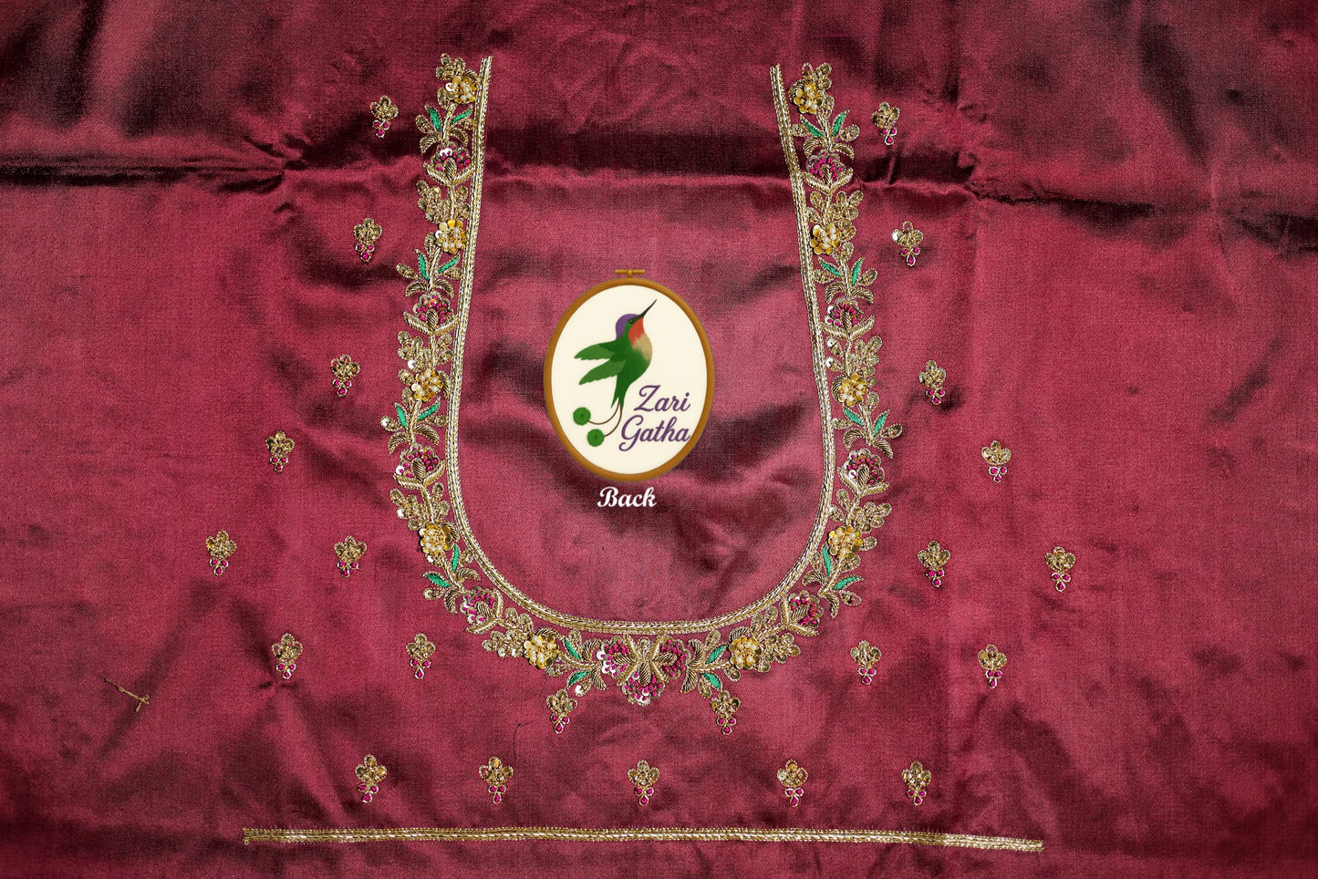 Intricate Zardozi & Aari Work Unstitched Blouse with U Neck