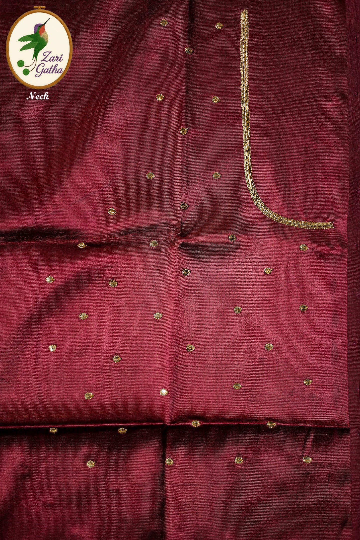 Intricate Zardozi & Aari Work Unstitched Blouse with U Neck