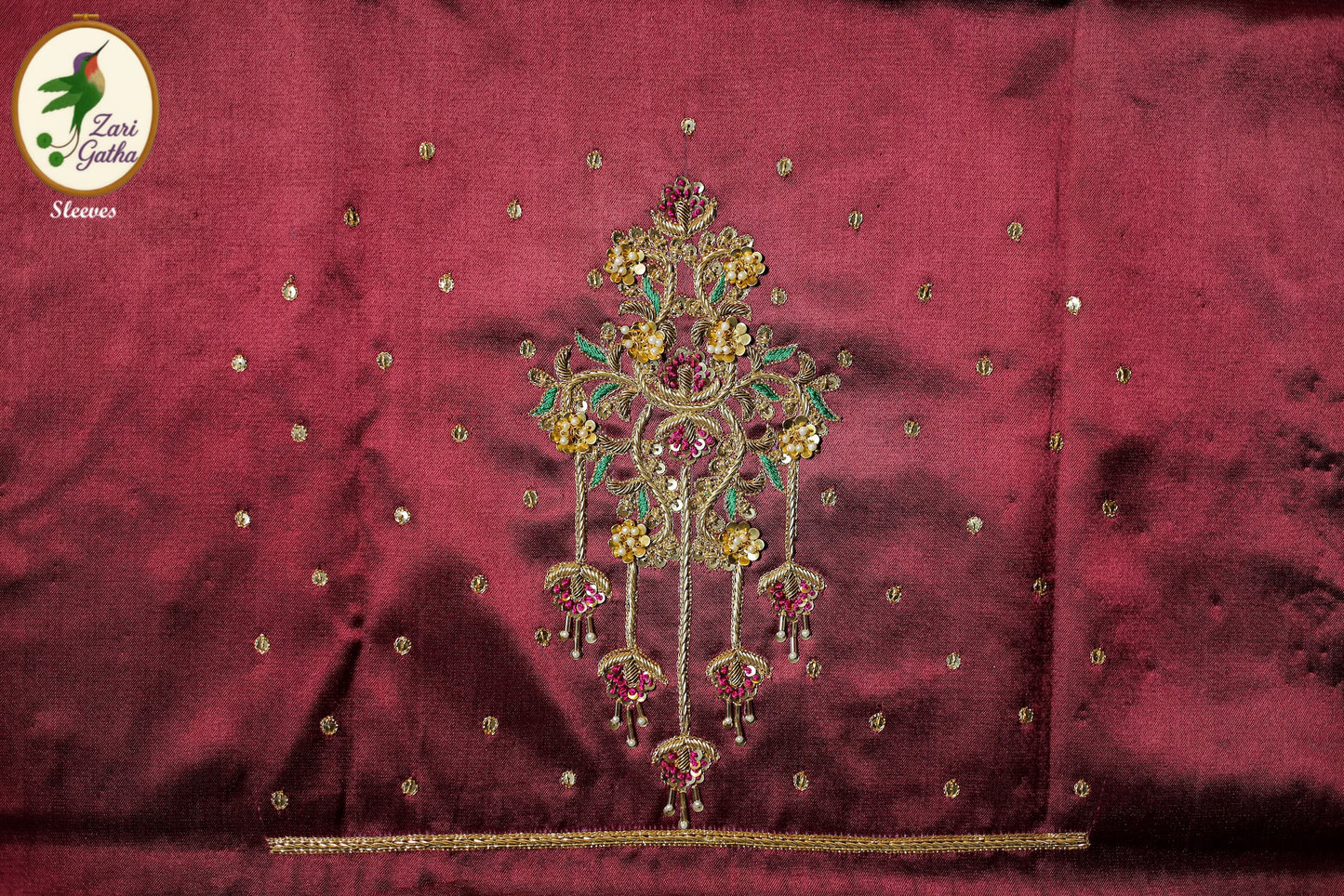 Intricate Zardozi & Aari Work Unstitched Blouse with U Neck
