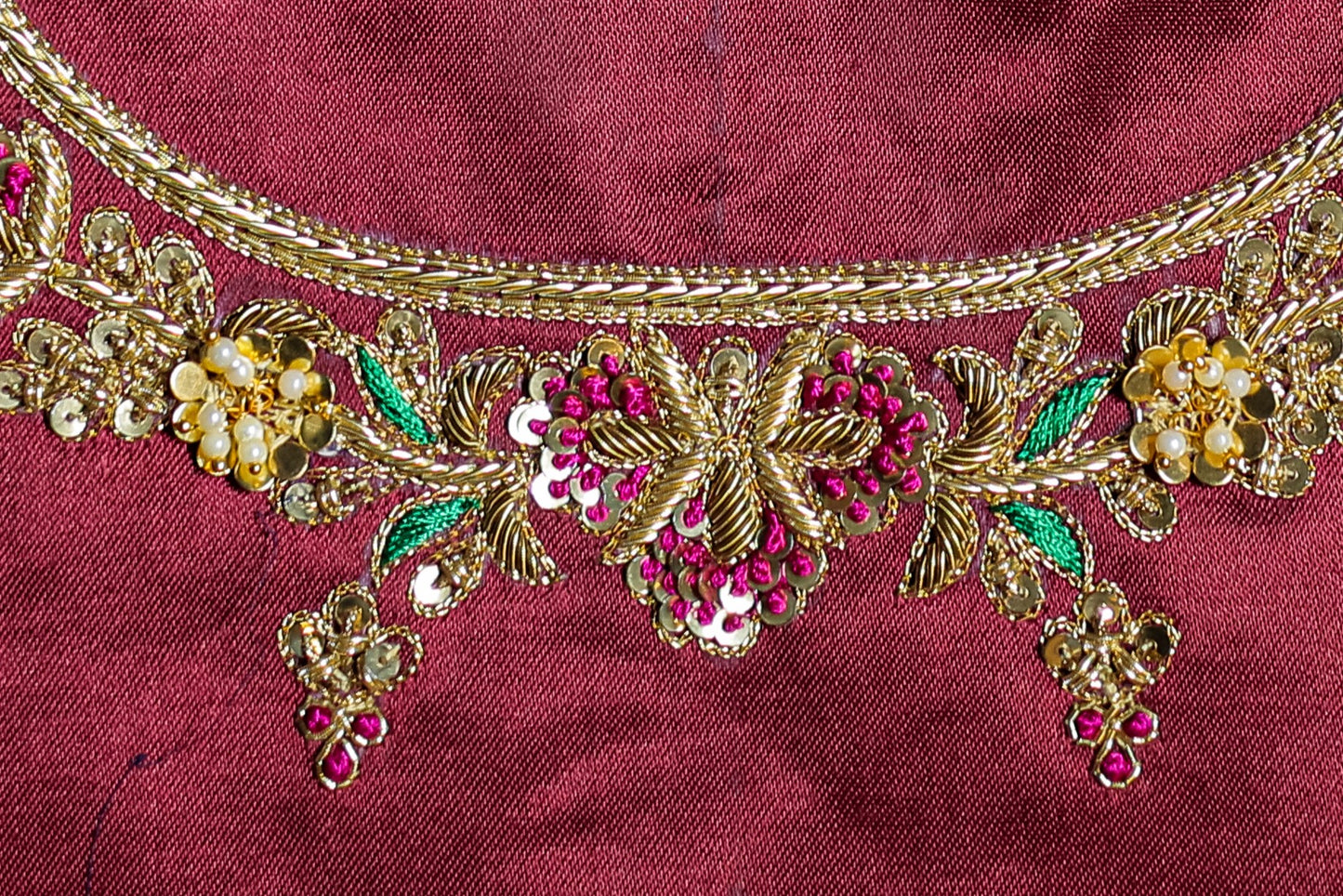 Intricate Zardozi & Aari Work Unstitched Blouse with U Neck