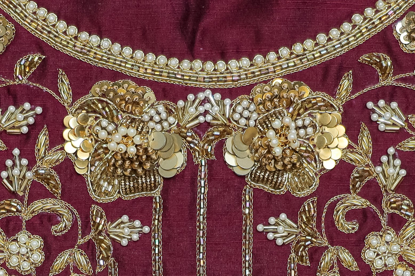 Royal Silk Unstitched Blouse with Front Pleats and Embroidery with U-Neck