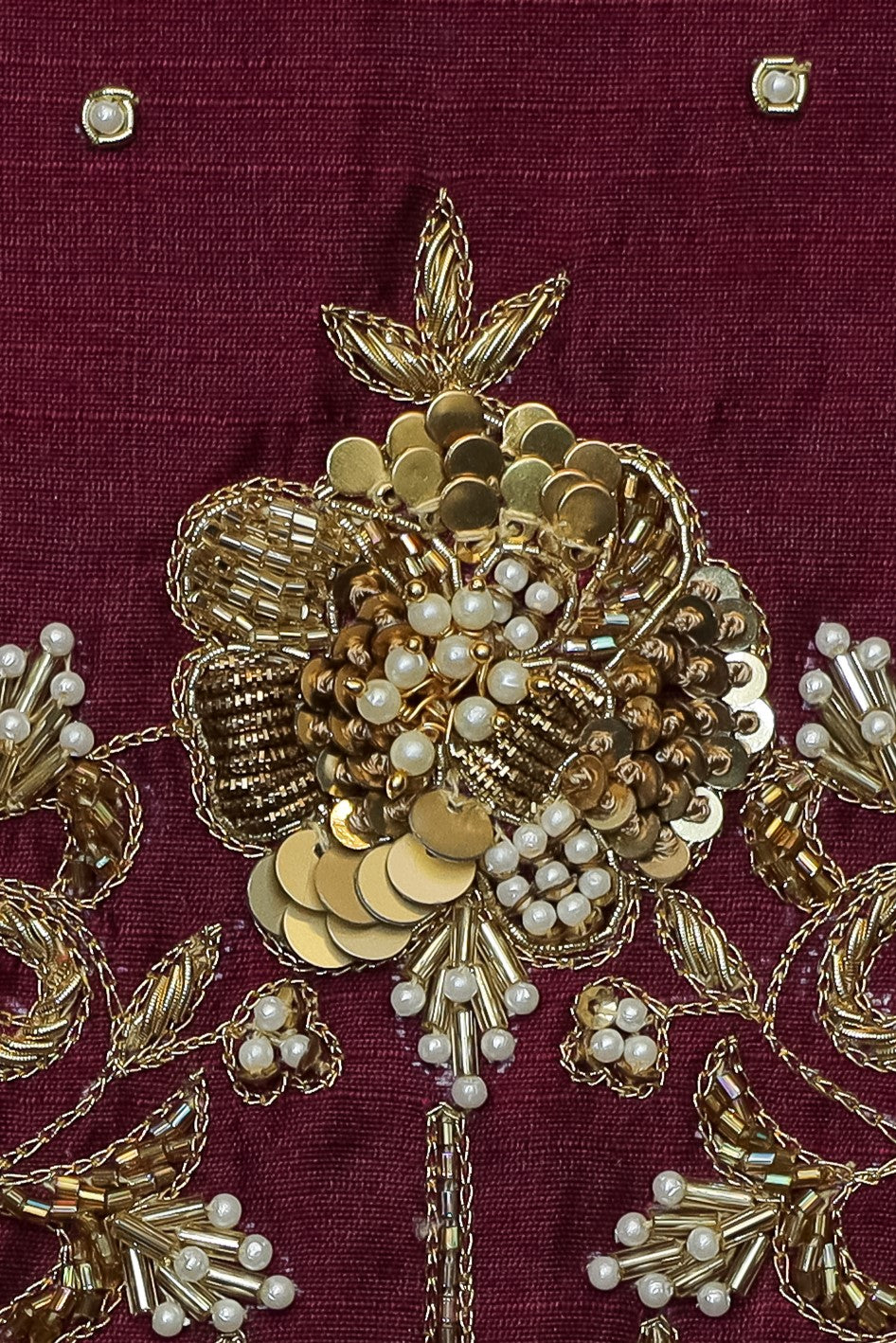 Royal Silk Unstitched Blouse with Front Pleats and Embroidery with U-Neck