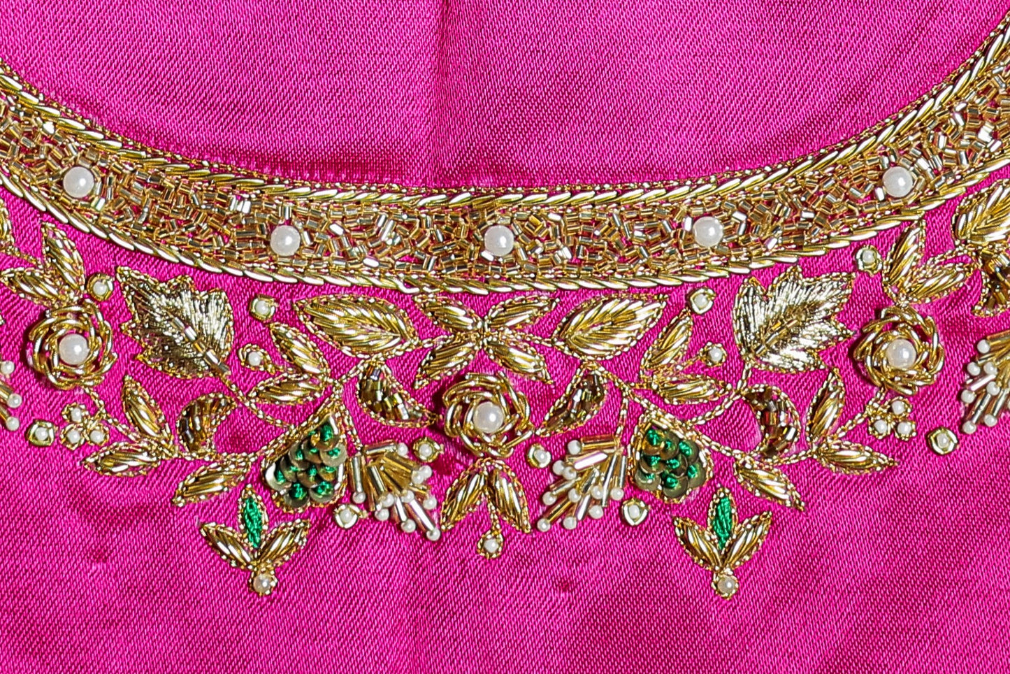 Exquisite Silk Unstitched Blouse with Embroidered Motifs U-neckline
