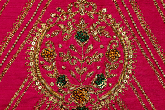 Aristocratic Silk Unstitched Blouse with Embellished Sleeves and U Neck