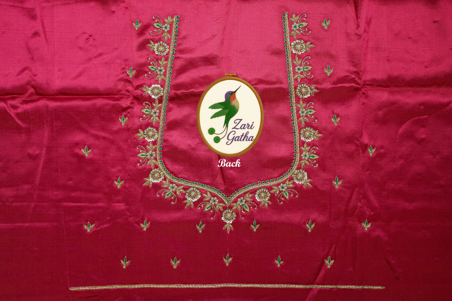 Luxurious Hand Embroidery Raw Silk Unstitched Blouse with Sweetheart Neck