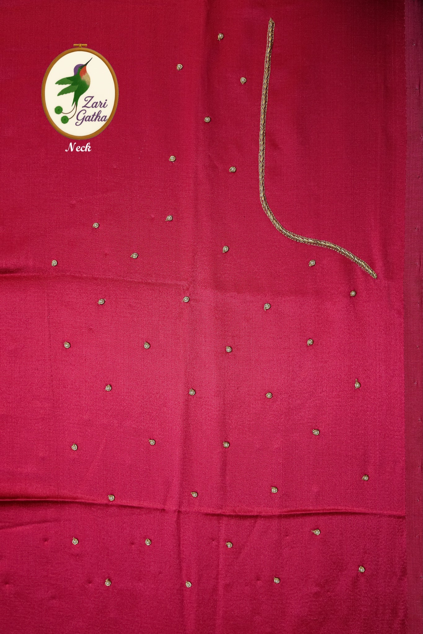 Luxurious Hand Embroidery Raw Silk Unstitched Blouse with Sweetheart Neck