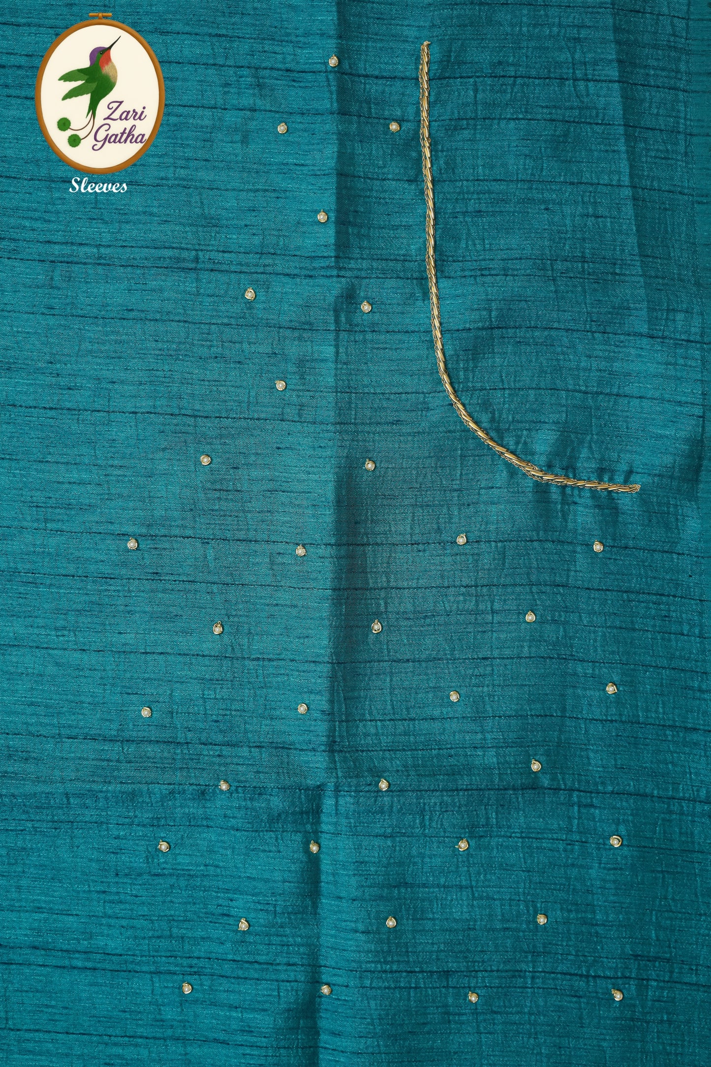 Exquisite Hand Embroidered Raw Silk Unstitched Blouse U-Neck