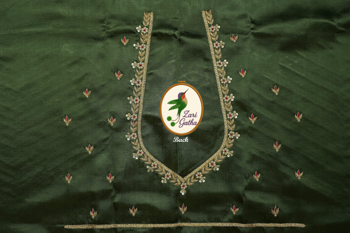 Aristocratic Silk Unstitched Blouse with Zari Thread Detailing with Sweetheat Neck