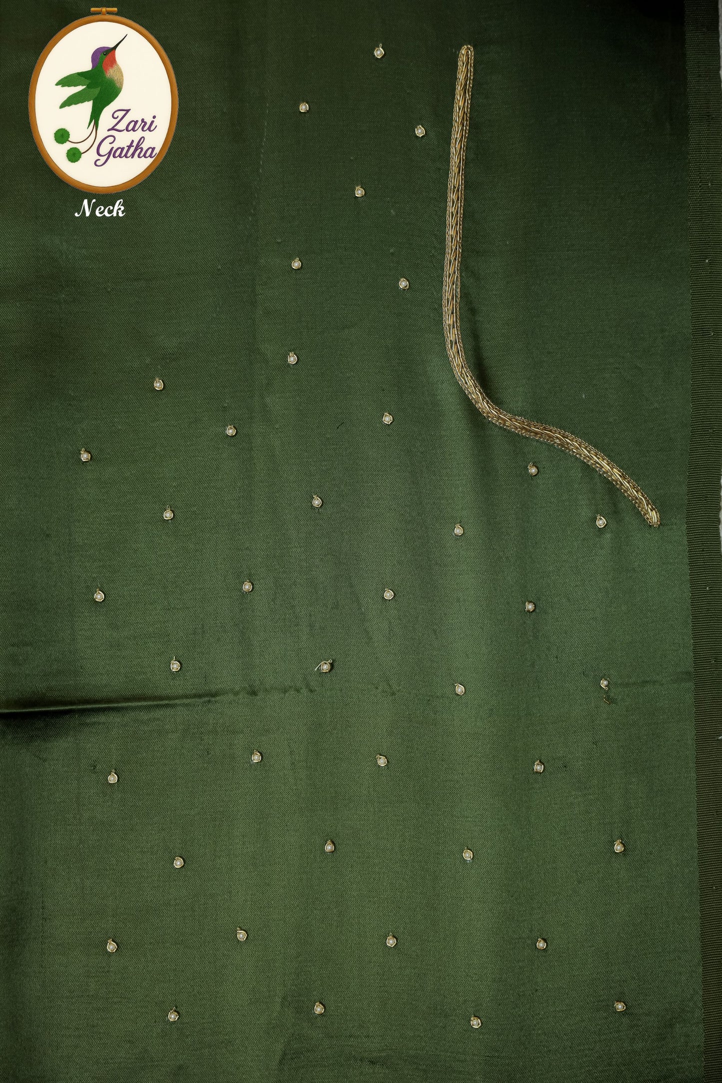 Aristocratic Silk Unstitched Blouse with Zari Thread Detailing with Sweetheat Neck