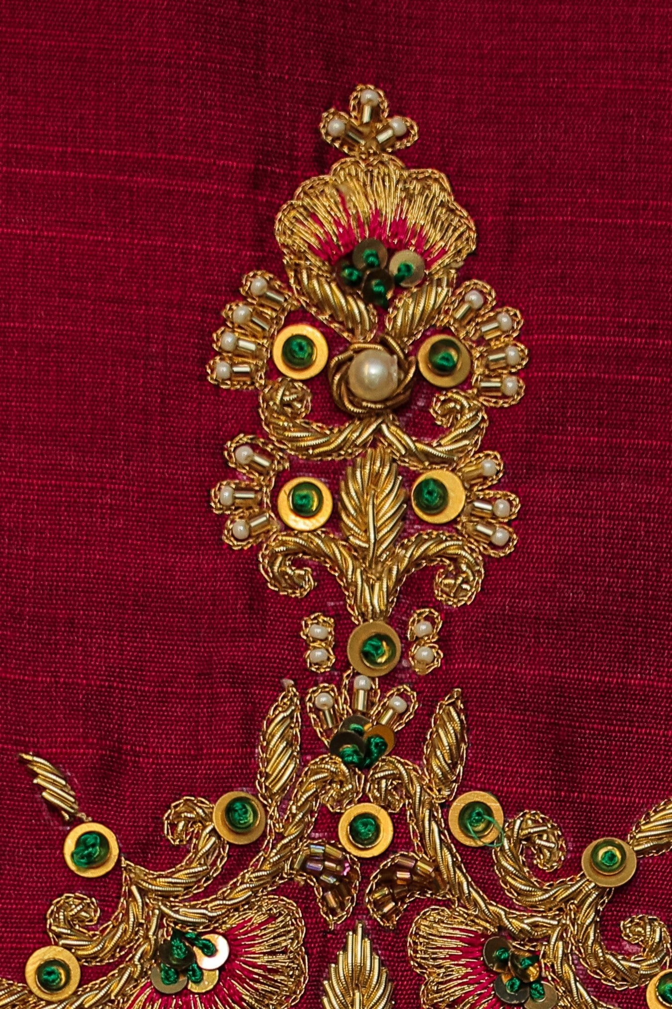 Festive Floral Embroidered Silk Unstitched Blouse with U Neck