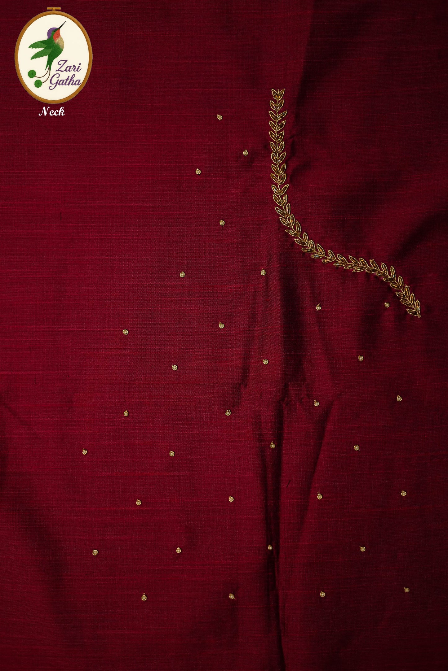 Festive Floral Embroidered Silk Unstitched Blouse with U Neck