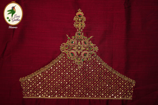 Festive Floral Embroidered Silk Unstitched Blouse with U Neck